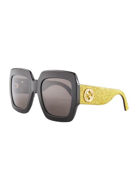 gucci glittered square gg sunglasses